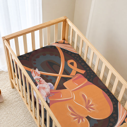 Australia Leukemia Awareness Month Baby Bed Cover Aussie Cockatoo Fight Boxing Gloves Aboriginal Art