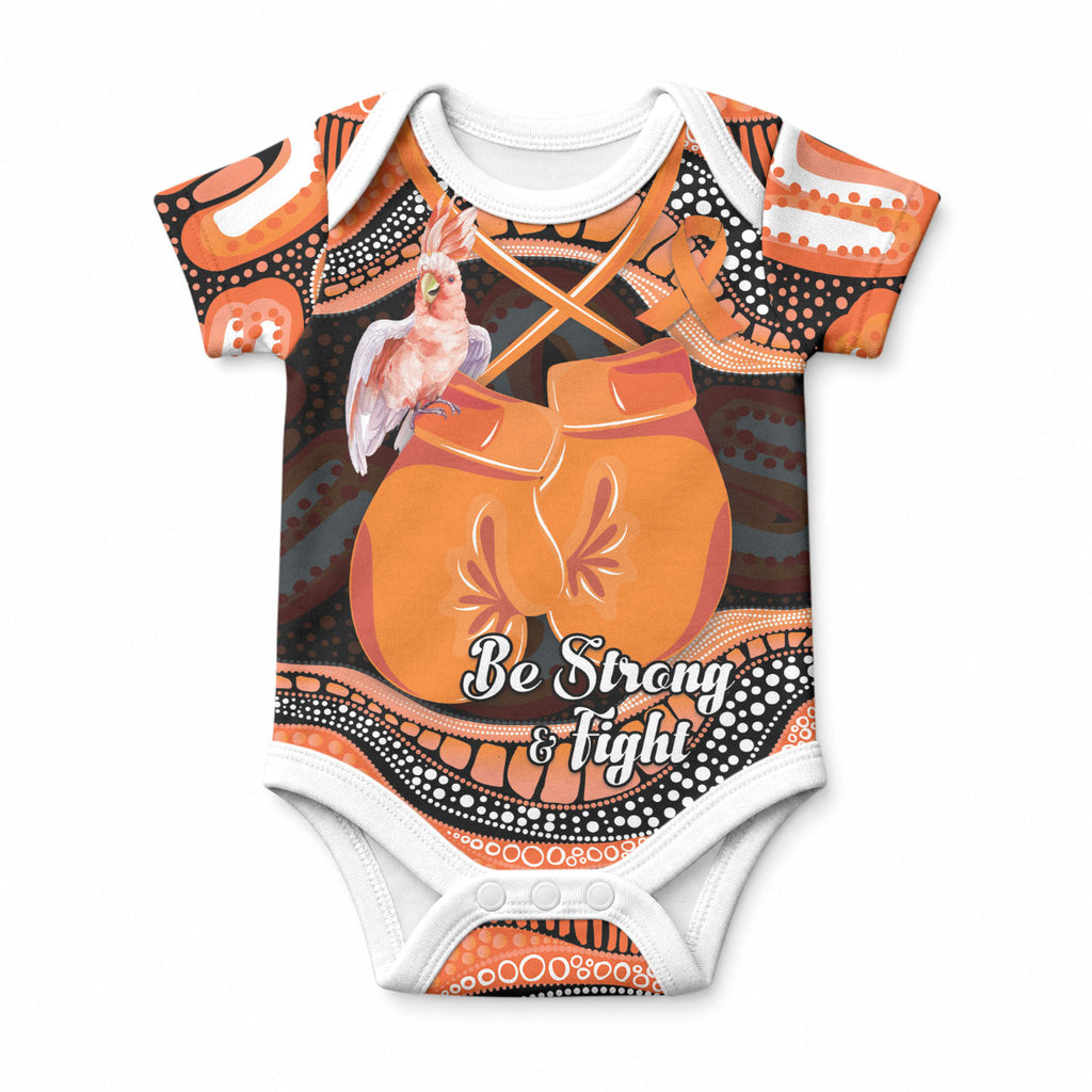 Personalised Australia Leukemia Awareness Month Baby Onesie Aussie Cockatoo Fight Boxing Gloves Aboriginal Art