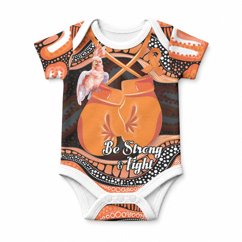Personalised Australia Leukemia Awareness Month Baby Onesie Aussie Cockatoo Fight Boxing Gloves Aboriginal Art