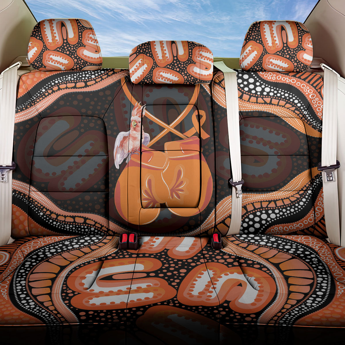 Australia Leukemia Awareness Month Back Car Seat Cover Aussie Cockatoo Fight Boxing Gloves Aboriginal Art