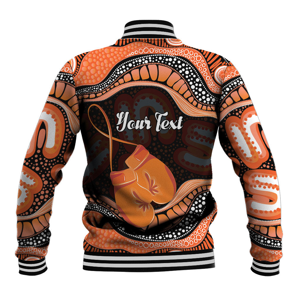 Personalised Australia Leukemia Awareness Month Baseball Jacket Aussie Cockatoo Fight Boxing Gloves Aboriginal Art