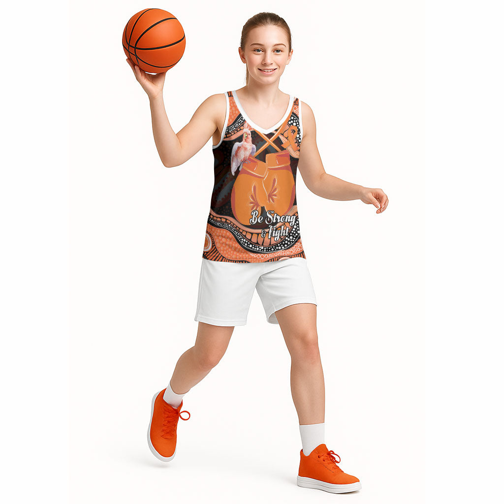 Personalised Australia Leukemia Awareness Month Basketball Jersey Aussie Cockatoo Fight Boxing Gloves Aboriginal Art