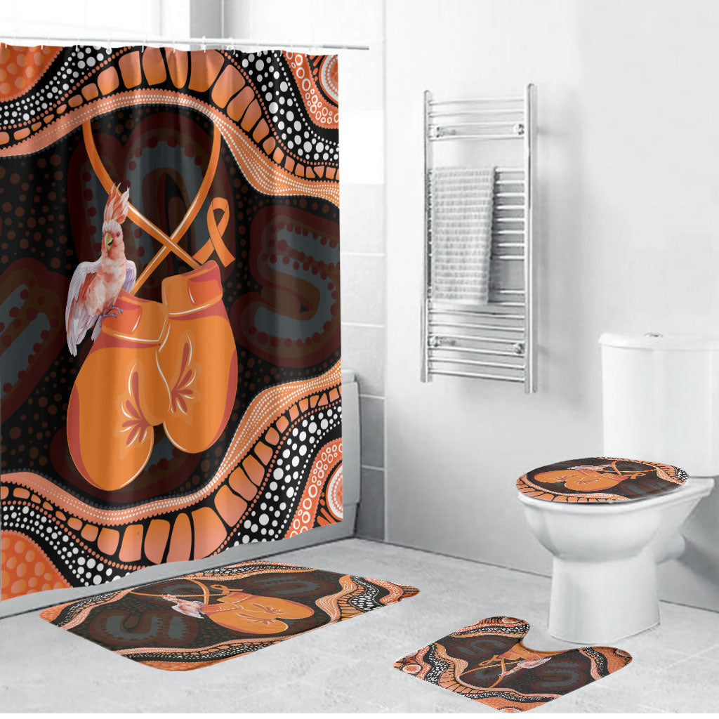 Australia Leukemia Awareness Month Bathroom Set Aussie Cockatoo Fight Boxing Gloves Aboriginal Art