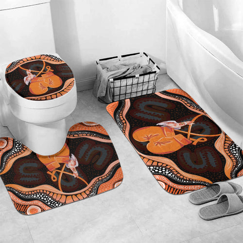 Australia Leukemia Awareness Month Bathroom Set Aussie Cockatoo Fight Boxing Gloves Aboriginal Art