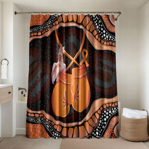 Australia Leukemia Awareness Month Bathroom Set Aussie Cockatoo Fight Boxing Gloves Aboriginal Art