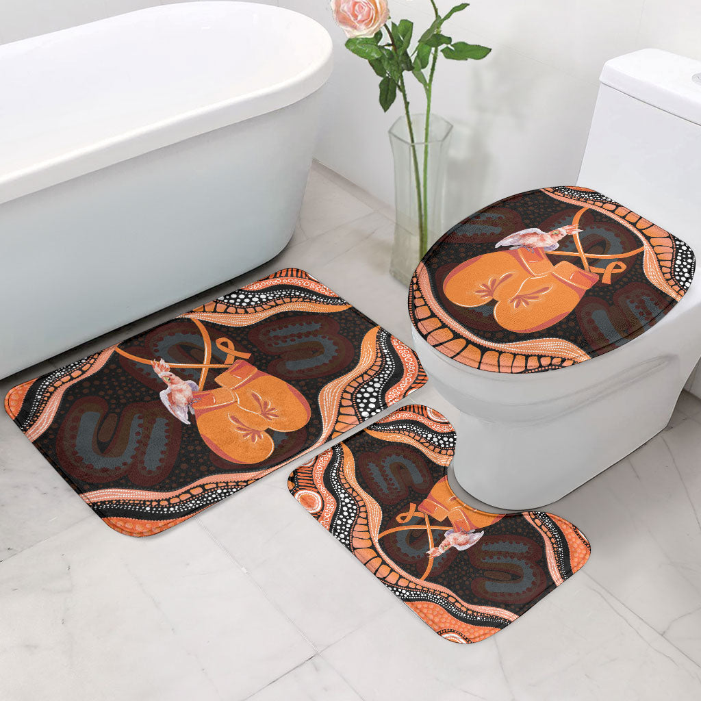 Australia Leukemia Awareness Month Bathroom Set Aussie Cockatoo Fight Boxing Gloves Aboriginal Art