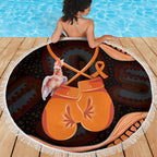 Australia Leukemia Awareness Month Beach Blanket Aussie Cockatoo Fight Boxing Gloves Aboriginal Art