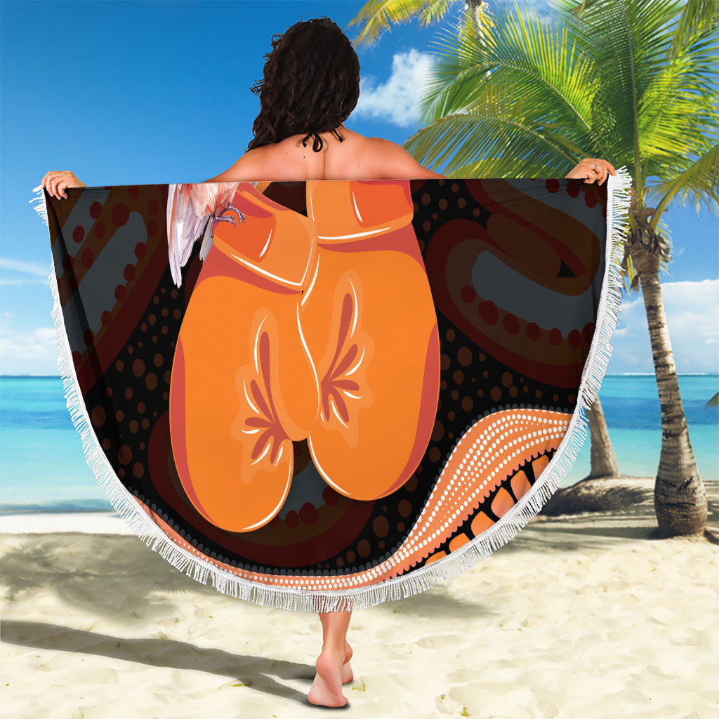 Australia Leukemia Awareness Month Beach Blanket Aussie Cockatoo Fight Boxing Gloves Aboriginal Art