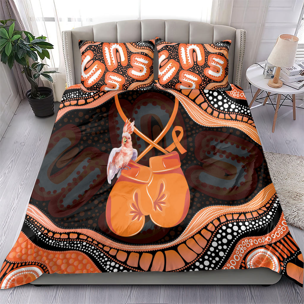 Australia Leukemia Awareness Month Bedding Set Aussie Cockatoo Fight Boxing Gloves Aboriginal Art