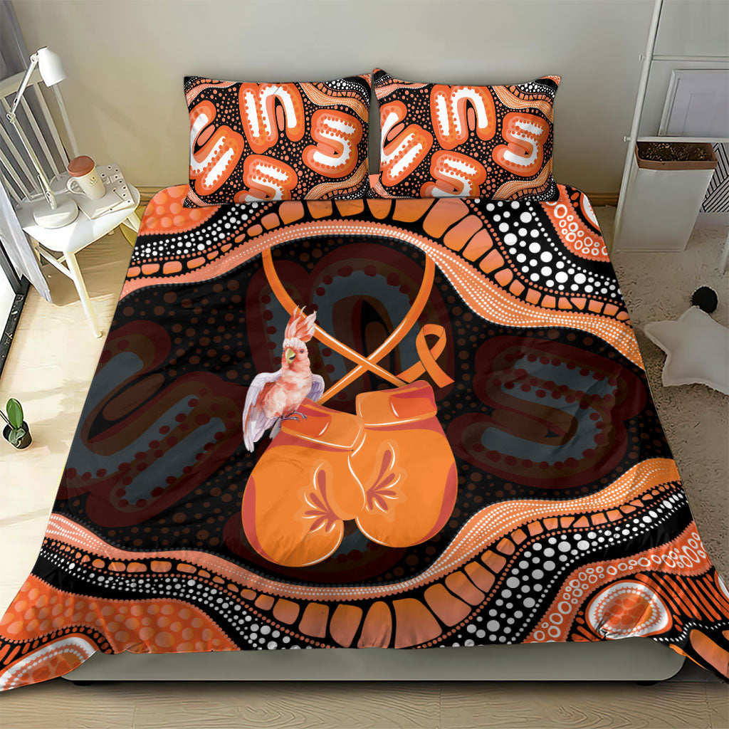 Australia Leukemia Awareness Month Bedding Set Aussie Cockatoo Fight Boxing Gloves Aboriginal Art
