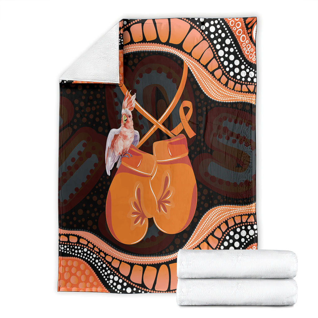 Australia Leukemia Awareness Month Blanket Aussie Cockatoo Fight Boxing Gloves Aboriginal Art