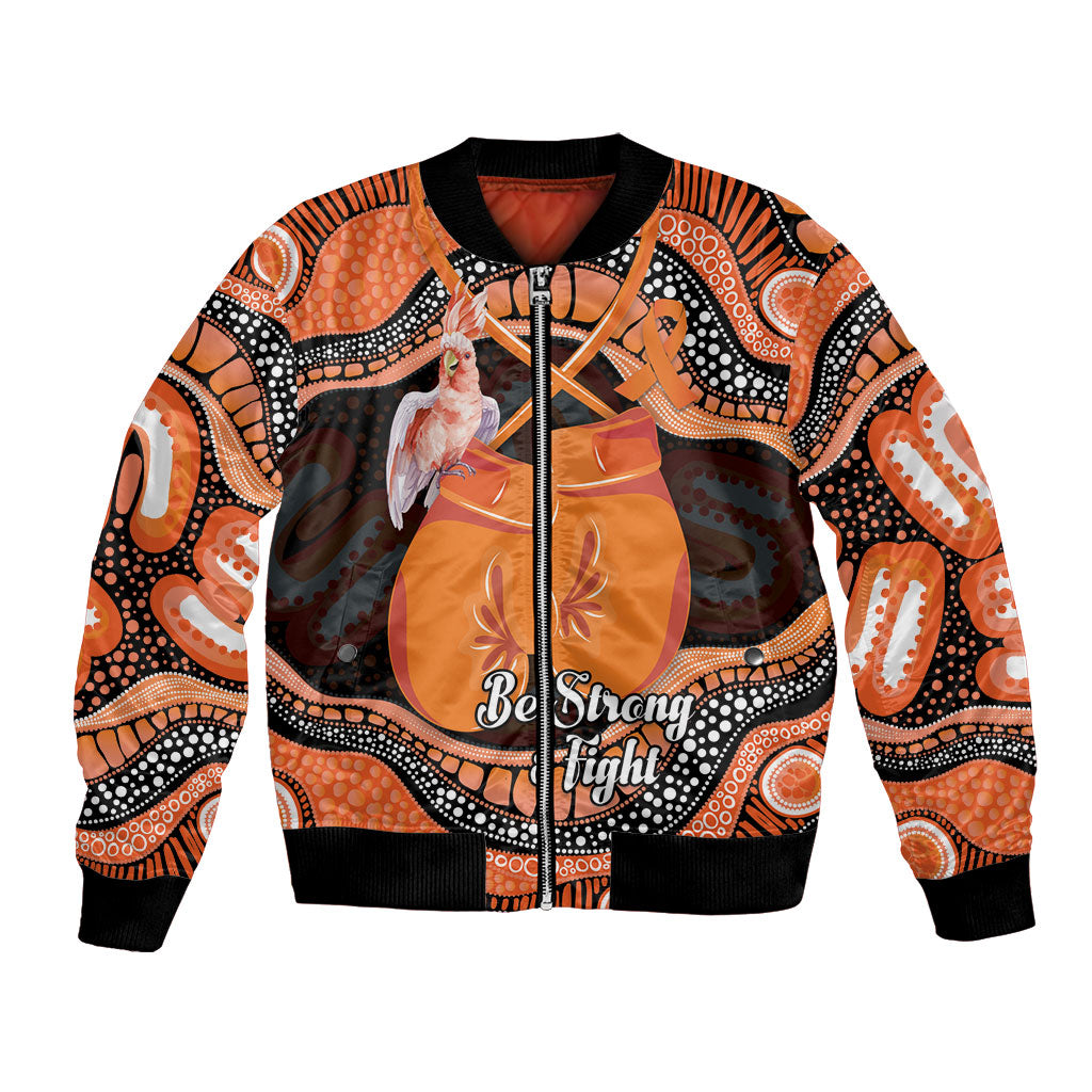 Personalised Australia Leukemia Awareness Month Bomber Jacket Aussie Cockatoo Fight Boxing Gloves Aboriginal Art