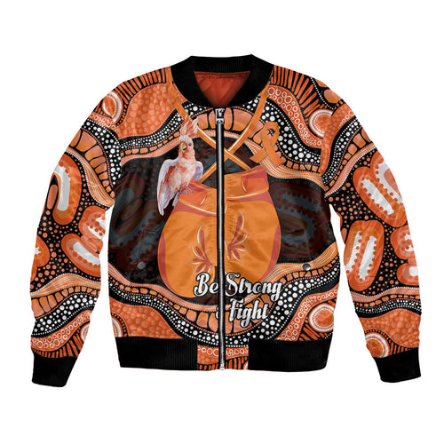 Personalised Australia Leukemia Awareness Month Bomber Jacket Aussie Cockatoo Fight Boxing Gloves Aboriginal Art