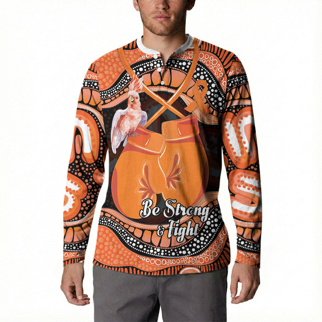 Personalised Australia Leukemia Awareness Month Button Sweatshirt Aussie Cockatoo Fight Boxing Gloves Aboriginal Art