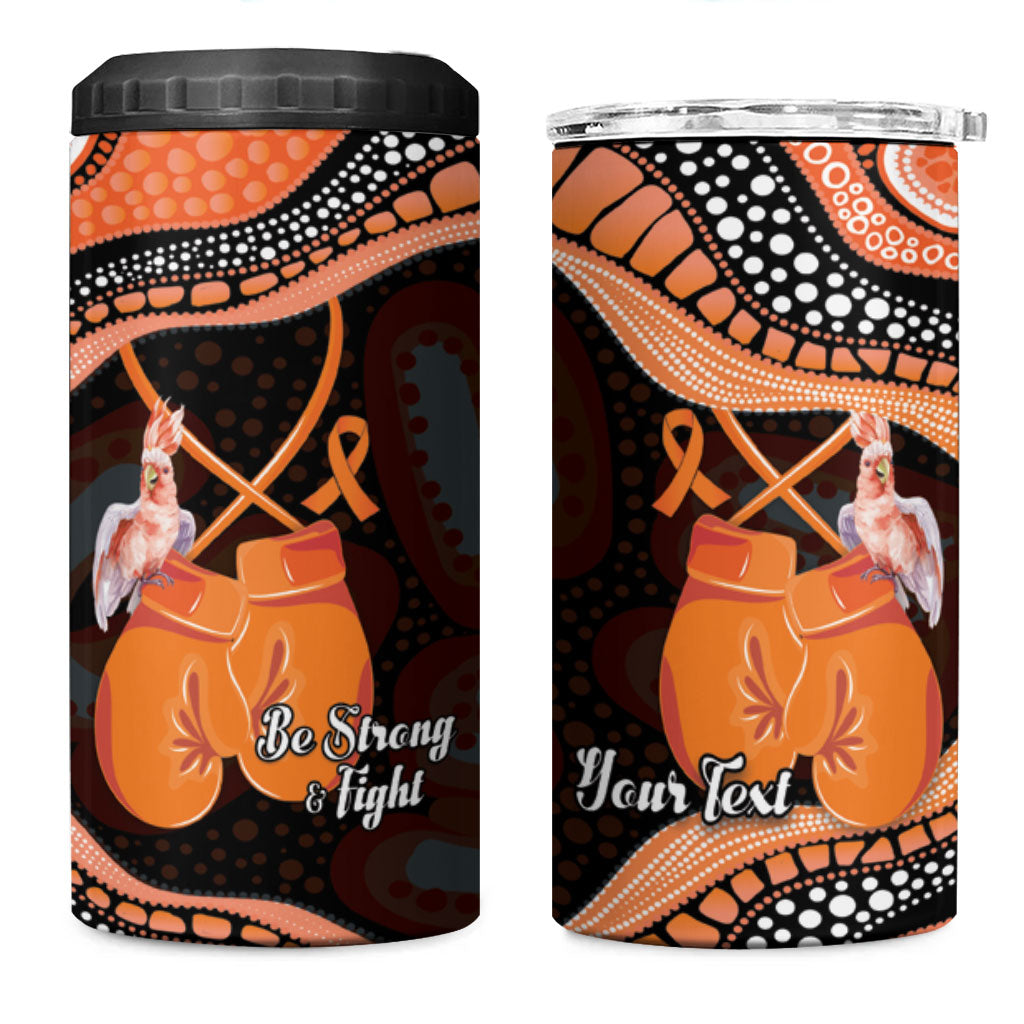 Personalised Australia Leukemia Awareness Month 4 in 1 Can Cooler Tumbler Aussie Cockatoo Fight Boxing Gloves Aboriginal Art