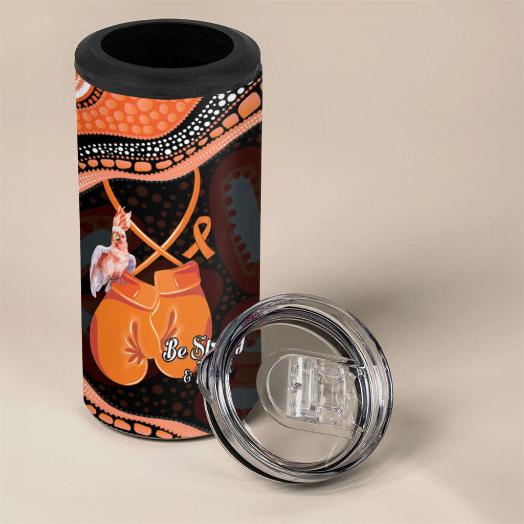 Personalised Australia Leukemia Awareness Month 4 in 1 Can Cooler Tumbler Aussie Cockatoo Fight Boxing Gloves Aboriginal Art