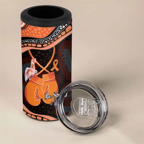 Personalised Australia Leukemia Awareness Month 4 in 1 Can Cooler Tumbler Aussie Cockatoo Fight Boxing Gloves Aboriginal Art