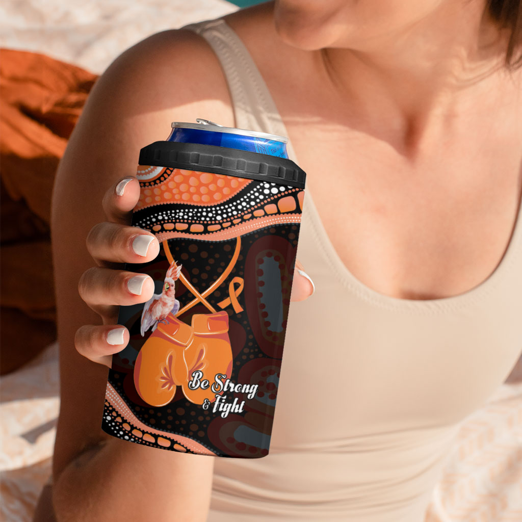 Personalised Australia Leukemia Awareness Month 4 in 1 Can Cooler Tumbler Aussie Cockatoo Fight Boxing Gloves Aboriginal Art