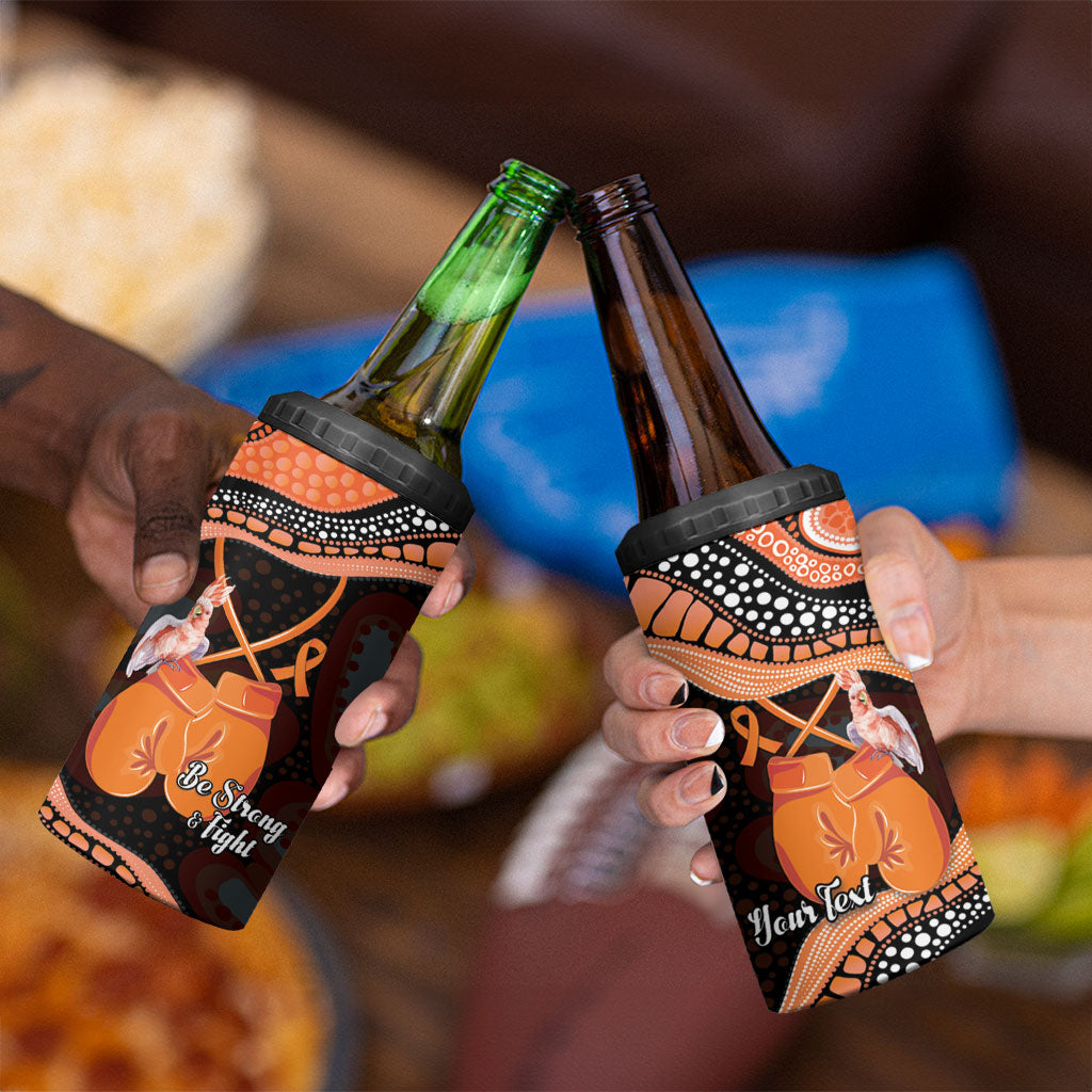 Personalised Australia Leukemia Awareness Month 4 in 1 Can Cooler Tumbler Aussie Cockatoo Fight Boxing Gloves Aboriginal Art