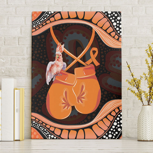 Australia Leukemia Awareness Month Canvas Wall Art Aussie Cockatoo Fight Boxing Gloves Aboriginal Art
