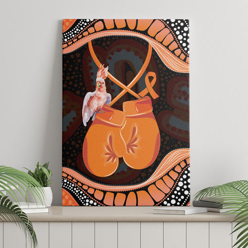 Australia Leukemia Awareness Month Canvas Wall Art Aussie Cockatoo Fight Boxing Gloves Aboriginal Art