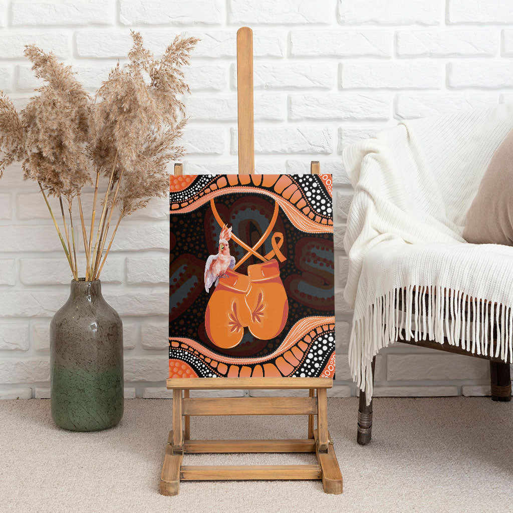 Australia Leukemia Awareness Month Canvas Wall Art Aussie Cockatoo Fight Boxing Gloves Aboriginal Art
