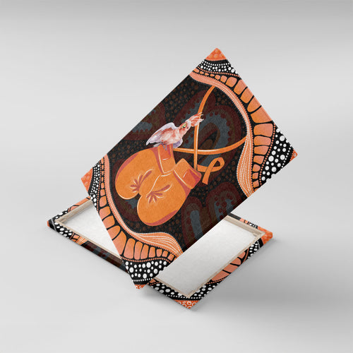 Australia Leukemia Awareness Month Canvas Wall Art Aussie Cockatoo Fight Boxing Gloves Aboriginal Art