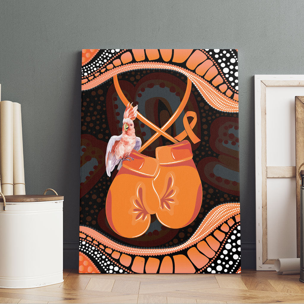 Australia Leukemia Awareness Month Canvas Wall Art Aussie Cockatoo Fight Boxing Gloves Aboriginal Art