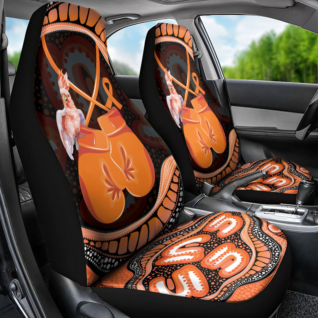 Australia Leukemia Awareness Month Car Seat Cover Aussie Cockatoo Fight Boxing Gloves Aboriginal Art
