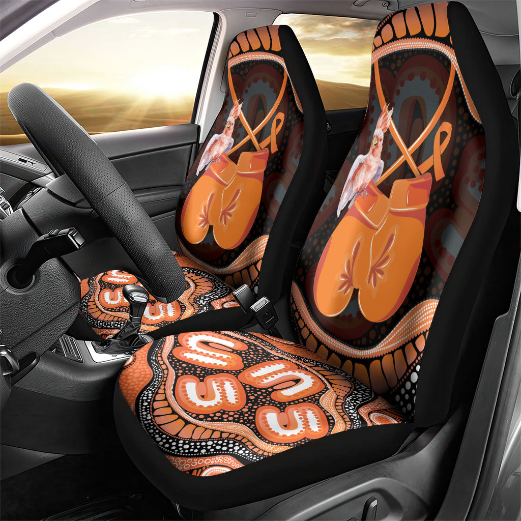 Australia Leukemia Awareness Month Car Seat Cover Aussie Cockatoo Fight Boxing Gloves Aboriginal Art