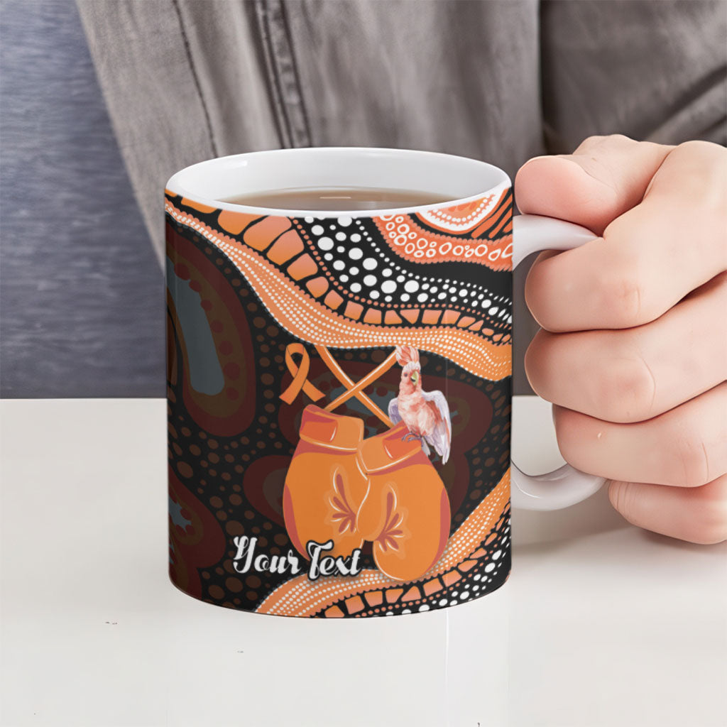 Personalised Australia Leukemia Awareness Month Ceramic Mug Aussie Cockatoo Fight Boxing Gloves Aboriginal Art