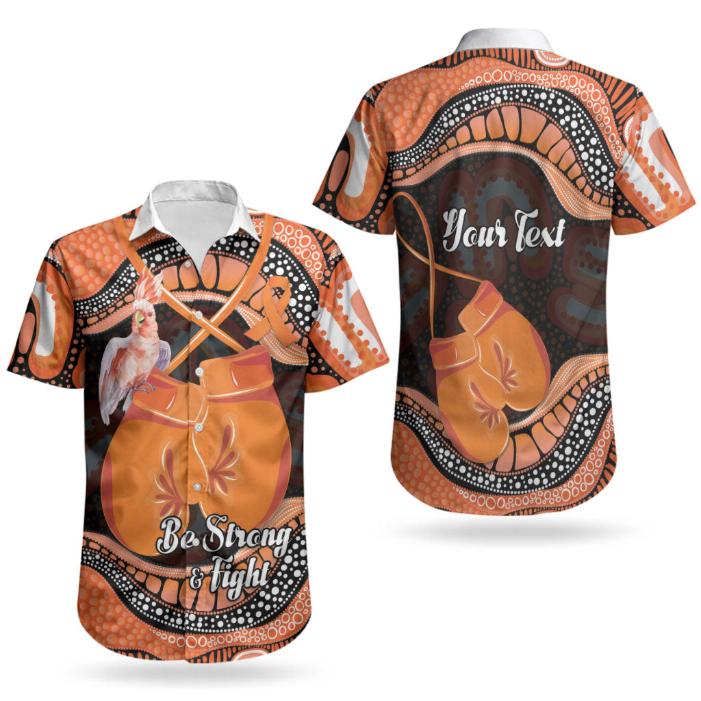 Personalised Australia Leukemia Awareness Month Couples Matching Long Sleeve Bodycon Dress and Hawaiian Shirt Aussie Cockatoo Fight Boxing Gloves Aboriginal Art