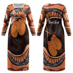 Personalised Australia Leukemia Awareness Month Couples Matching Long Sleeve Bodycon Dress and Hawaiian Shirt Aussie Cockatoo Fight Boxing Gloves Aboriginal Art