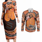 Personalised Australia Leukemia Awareness Month Couples Matching Long Sleeve Bodycon Dress and Long Sleeve Button Shirt Aussie Cockatoo Fight Boxing Gloves Aboriginal Art