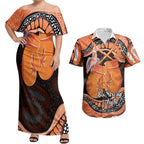 Personalised Australia Leukemia Awareness Month Couples Matching Off Shoulder Maxi Dress and Hawaiian Shirt Aussie Cockatoo Fight Boxing Gloves Aboriginal Art