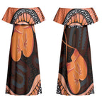 Personalised Australia Leukemia Awareness Month Couples Matching Off Shoulder Maxi Dress and Long Sleeve Button Shirt Aussie Cockatoo Fight Boxing Gloves Aboriginal Art