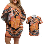 Personalised Australia Leukemia Awareness Month Couples Matching Off Shoulder Short Dress and Hawaiian Shirt Aussie Cockatoo Fight Boxing Gloves Aboriginal Art