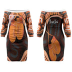 Personalised Australia Leukemia Awareness Month Couples Matching Off The Shoulder Long Sleeve Dress and Long Sleeve Button Shirt Aussie Cockatoo Fight Boxing Gloves Aboriginal Art
