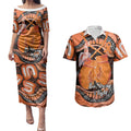Personalised Australia Leukemia Awareness Month Couples Matching Puletasi and Hawaiian Shirt Aussie Cockatoo Fight Boxing Gloves Aboriginal Art