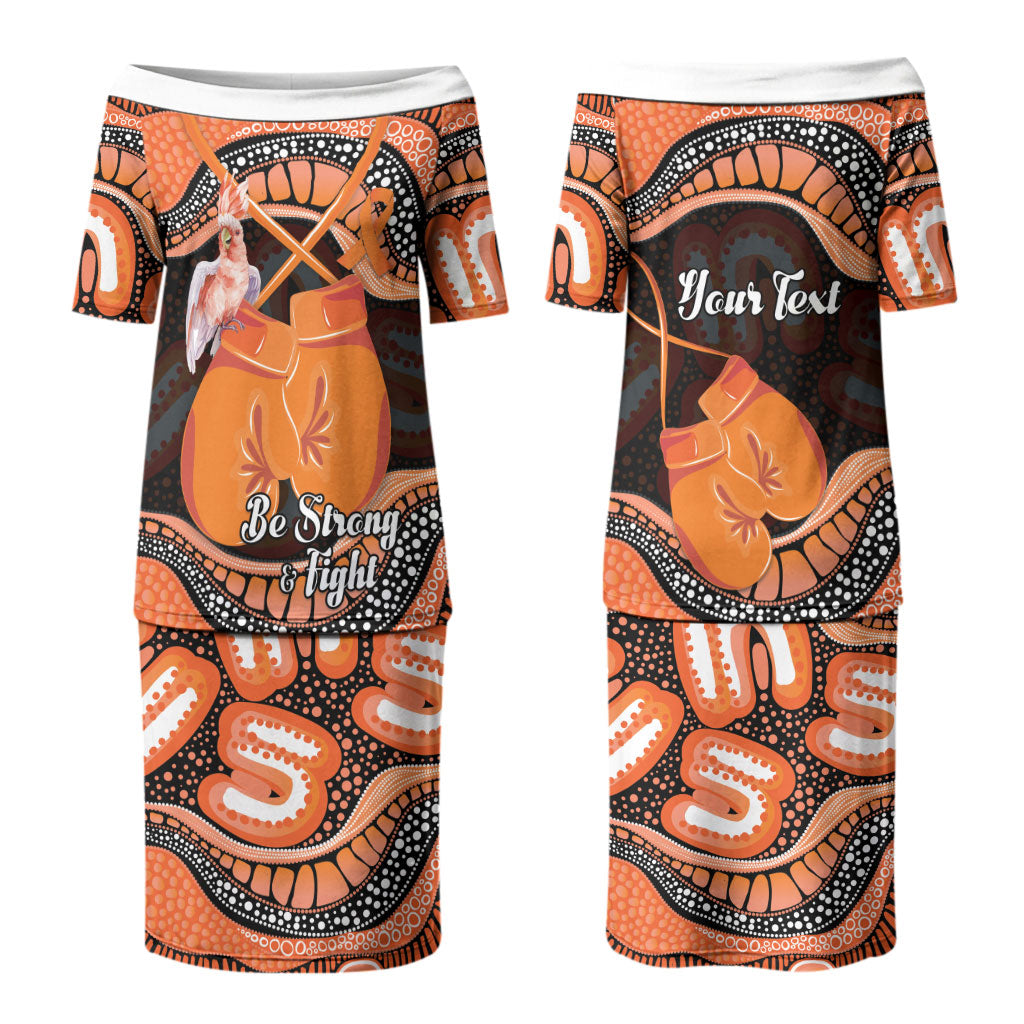 Personalised Australia Leukemia Awareness Month Couples Matching Puletasi and Hawaiian Shirt Aussie Cockatoo Fight Boxing Gloves Aboriginal Art