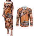 Personalised Australia Leukemia Awareness Month Couples Matching Puletasi and Long Sleeve Button Shirt Aussie Cockatoo Fight Boxing Gloves Aboriginal Art