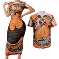 Personalised Australia Leukemia Awareness Month Couples Matching Short Sleeve Bodycon Dress and Hawaiian Shirt Aussie Cockatoo Fight Boxing Gloves Aboriginal Art