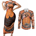 Personalised Australia Leukemia Awareness Month Couples Matching Short Sleeve Bodycon Dress and Long Sleeve Button Shirt Aussie Cockatoo Fight Boxing Gloves Aboriginal Art