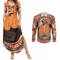 Personalised Australia Leukemia Awareness Month Couples Matching Summer Maxi Dress and Long Sleeve Button Shirt Aussie Cockatoo Fight Boxing Gloves Aboriginal Art