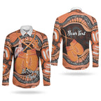 Personalised Australia Leukemia Awareness Month Couples Matching Summer Maxi Dress and Long Sleeve Button Shirt Aussie Cockatoo Fight Boxing Gloves Aboriginal Art