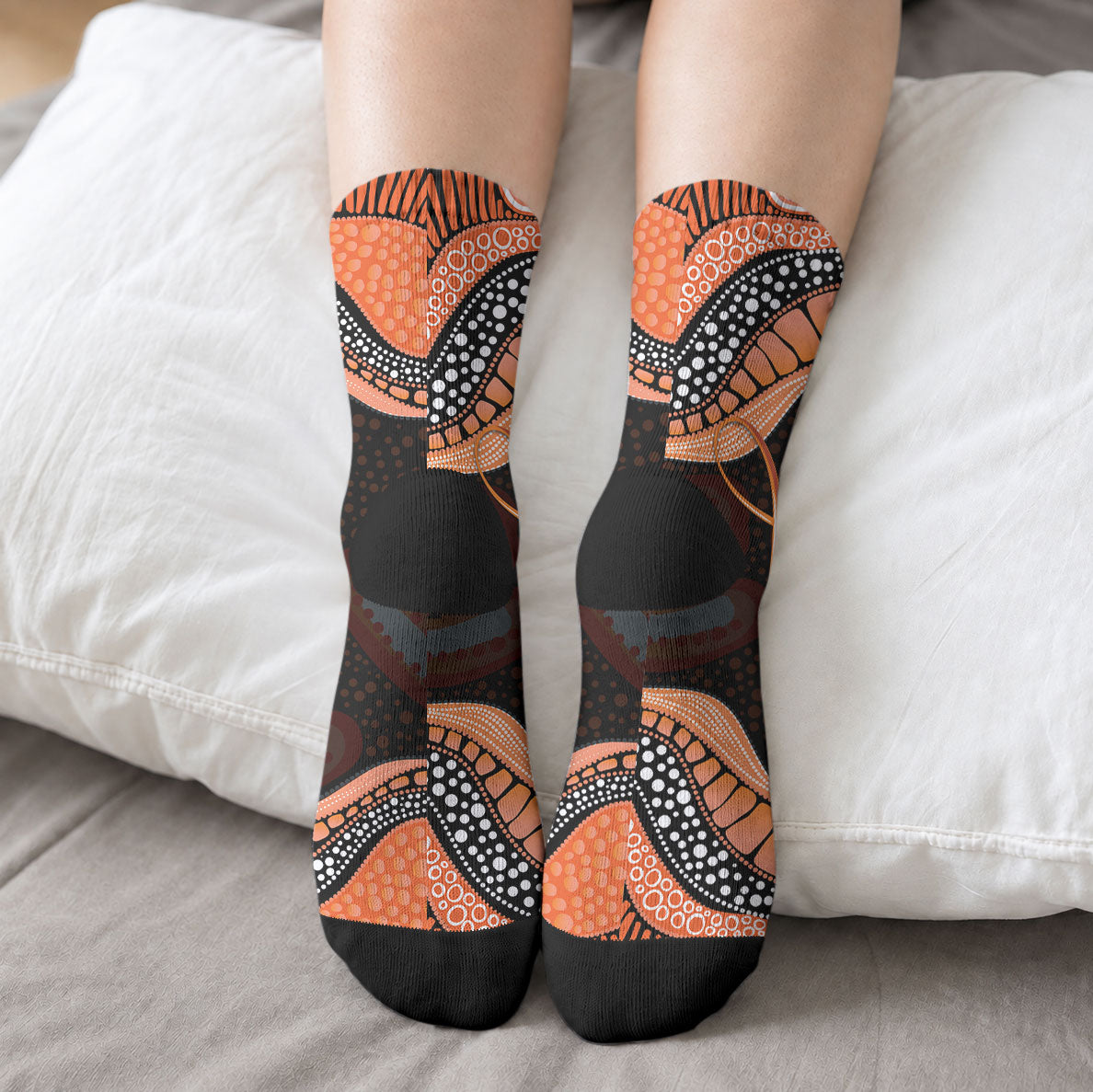 Personalised Australia Leukemia Awareness Month Crew Socks Aussie Cockatoo Fight Boxing Gloves Aboriginal Art