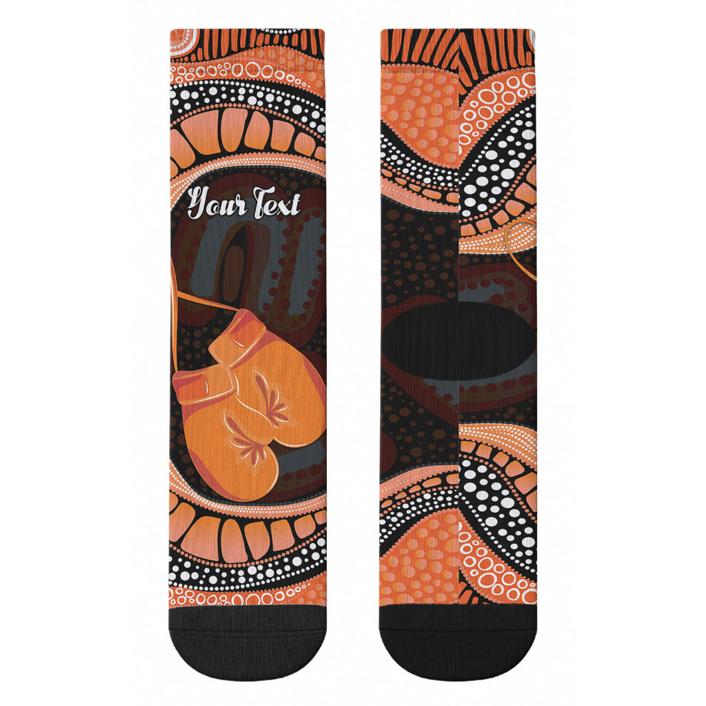 Personalised Australia Leukemia Awareness Month Crew Socks Aussie Cockatoo Fight Boxing Gloves Aboriginal Art