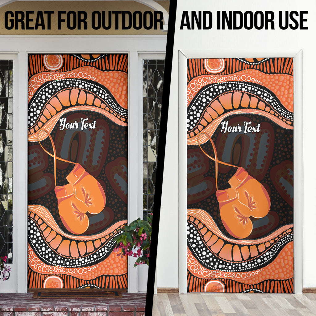 Personalised Australia Leukemia Awareness Month Door Cover Aussie Cockatoo Fight Boxing Gloves Aboriginal Art