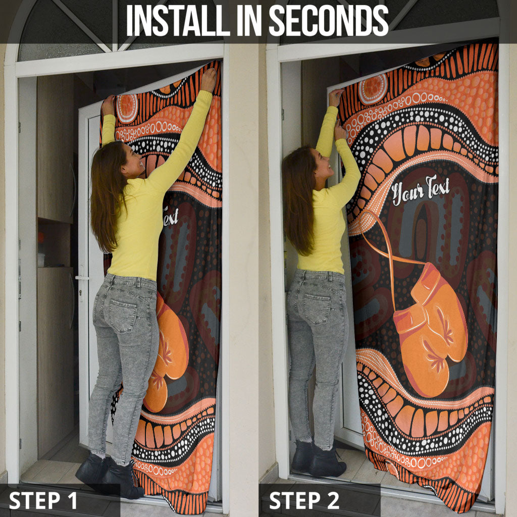 Personalised Australia Leukemia Awareness Month Door Cover Aussie Cockatoo Fight Boxing Gloves Aboriginal Art