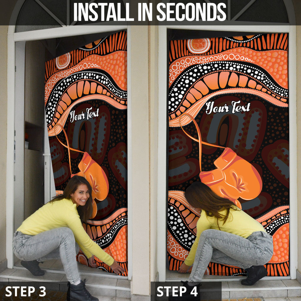 Personalised Australia Leukemia Awareness Month Door Cover Aussie Cockatoo Fight Boxing Gloves Aboriginal Art